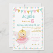 Fairy Princess Invitation Blonde Birthday Party Kaart (Voorkant)
