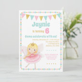 Fairy Princess Invitation Blonde Birthday Party Kaart (Staand voorkant)