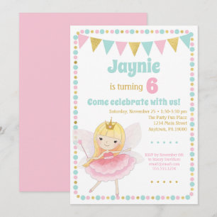Fairy Princess Invitation Blonde Birthday Party Kaart