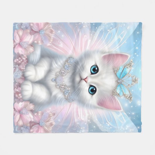 Fairy Princess Kitten Fleece Deken (Voorkant (Horizontaal))