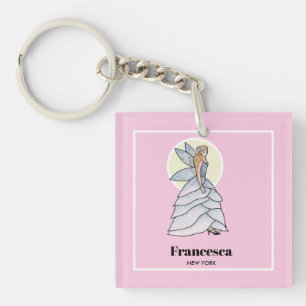 Fairy Princess Petals Dress Mode Illustratie Sleutelhanger