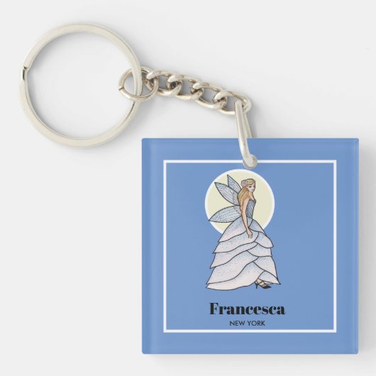 Fairy Princess Petals Dress Mode Illustratie Sleutelhanger (voorkant)