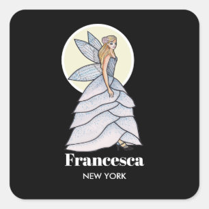 Fairy Princess Petals Dress Mode Illustratie Vierkante Sticker