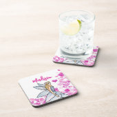 Fairy Princess Pink Hearts Mode Illustratie Bier Onderzetter (Rechterzijde)