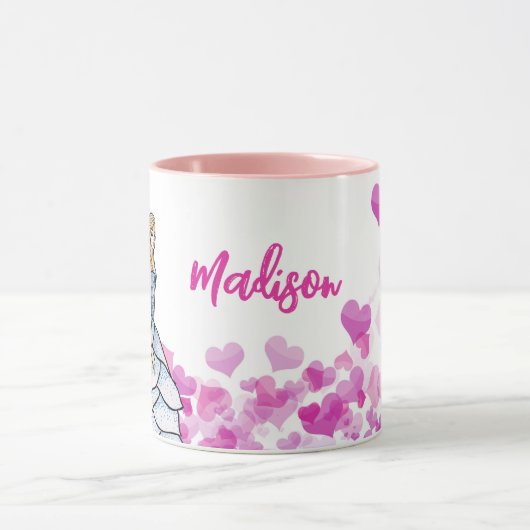 Fairy Princess Pink Hearts Mode Illustratie Mok (Midden)