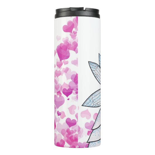 Fairy Princess Pink Hearts Mode Illustratie Thermosbeker (Achterkant)