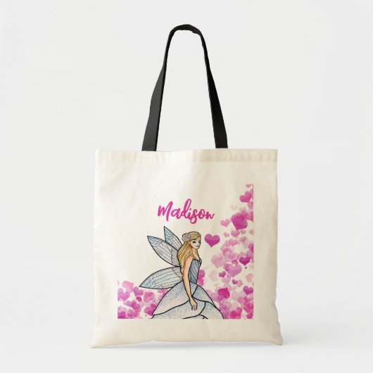 Fairy Princess Pink Hearts Mode Illustratie Tote Bag (Voorkant)