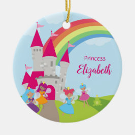 Fairy Princess Rainbow en Castle Girl Keramisch Ornament
