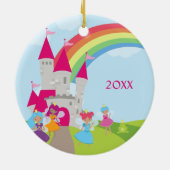 Fairy Princess Rainbow en Castle Girl Keramisch Ornament (Achterkant)