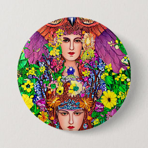Fairy Princess Sisters floral original nouveau Ronde Button 7,6 Cm