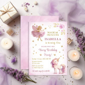 Fairy Princess Unicorn Girl 1st Birthday Kaart