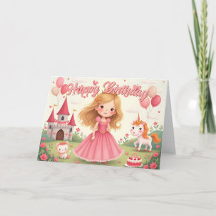 Fairy Princess Verjaardag in een Roze Droom Kaart