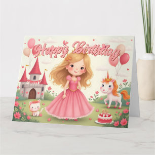 Fairy Princess Verjaardag in een Roze Droom Kaart