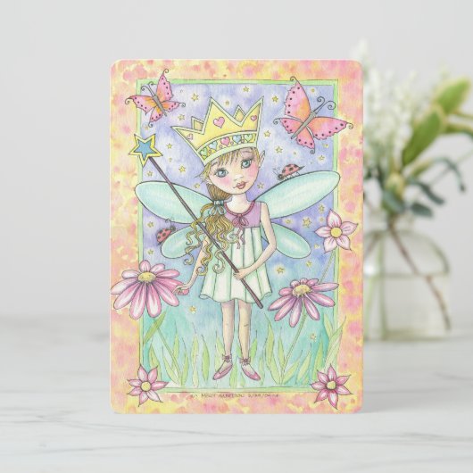 Fairy Princess verjaardagsfeestje uitnodigen voor  Kaart (Staand voorkant)