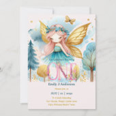 Fairy Prinses 1e Verjaardag EEN roze Fairycore Kaart (Voorkant)