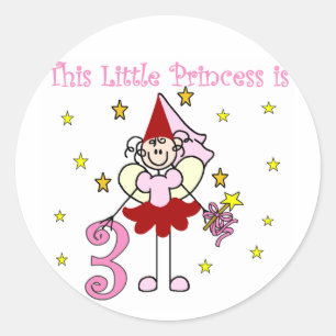 Fairy Prinses 3e Verjaardag Tshirts en geschenken Ronde Sticker