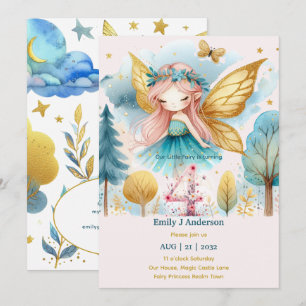 Fairy Prinses 4E Verjaardag VIER Roze Fairycore Kaart