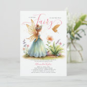 Fairy prinses betoverde groene baby meisje douche kaart (Staand voorkant)