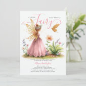 Fairy prinses betoverde roze baby meisje douche kaart (Staand voorkant)