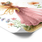 Fairy prinses betoverde roze baby meisje douche poster (Hoek)