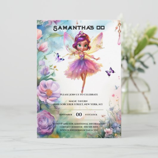 Fairy prinses betoverde tuin grillige meisjes kaart (Staand voorkant)