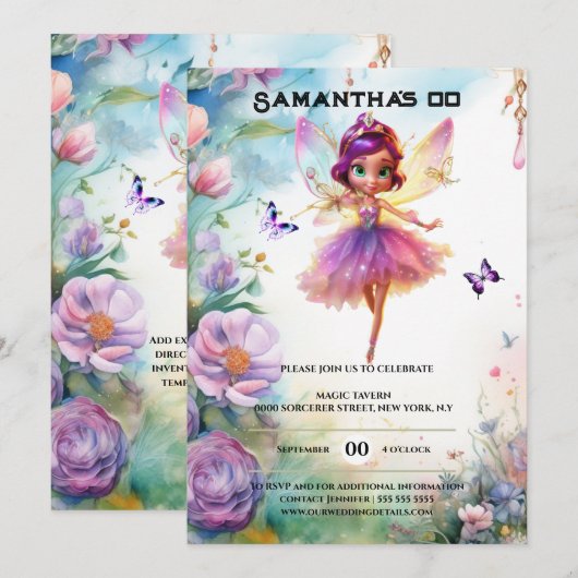 Fairy prinses betoverde tuin grillige meisjes kaart (Voorkant / Achterkant)