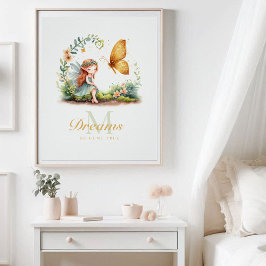 Fairy prinses betoverde tuin vlinder monogram perfect poster