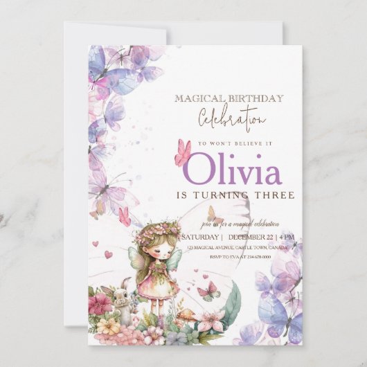 Fairy Prinses Bloementuin Meisjes Verjaardagsfeest Kaart (Voorkant)