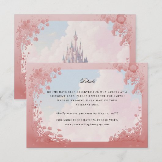 Fairy prinses bruiloft details kaart (Voorkant / Achterkant)