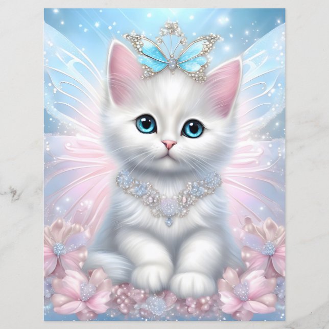 Fairy Prinses Kitten Scrapbook Papier (Voorkant)