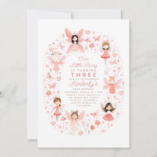 Fairy Prinses Magisch Meisje Verjaardagsfeest Kaart (Voorkant)