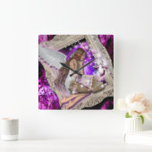 Fairy prinses meisjes girly vierkante klok (Huis)