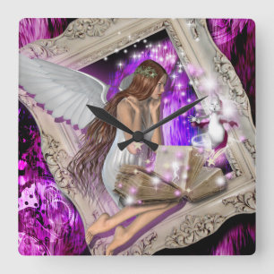 Fairy prinses meisjes girly vierkante klok