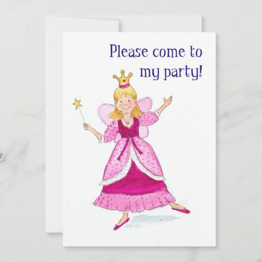 Fairy Prinses Party Uitnodiging (Voorkant)