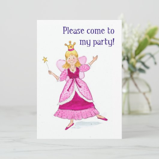 Fairy Prinses Party Uitnodiging (Staand voorkant)