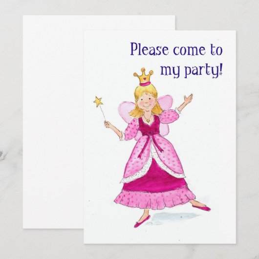 Fairy Prinses Party Uitnodiging (Voorkant / Achterkant)