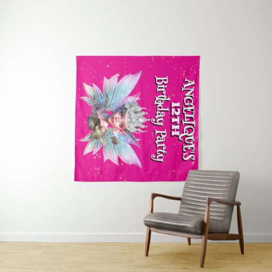 Fairy prinses roze decoraties meisjes verjaardag wandkleed (In Situ (horizontaal))