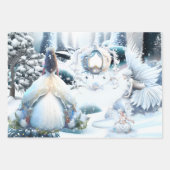 Fairy prinses winter wonderland bos sneeuw inpakpapier vel (Voorkant 3)