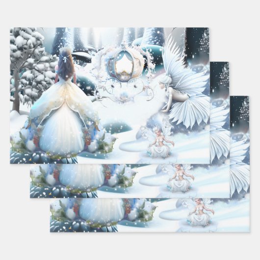 Fairy prinses winter wonderland bos sneeuw inpakpapier vel (Set)