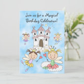 Fairy Prinsessen en Kasteel Verjaardag Uitnodiging (Staand voorkant)