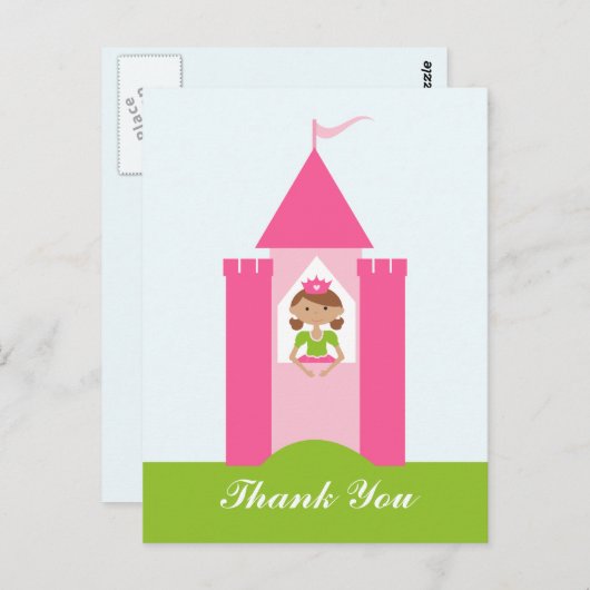 Fairy prinsessenkasteel dank u briefkaart (Voorkant / Achterkant)