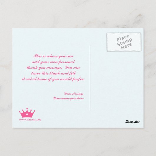 Fairy prinsessenkasteel dank u briefkaart (Achterkant)