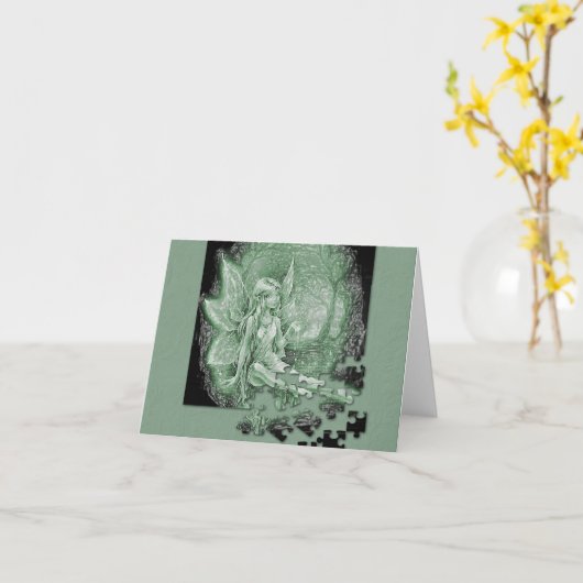 Fairy Puzzle Note Kaart (Gele Bloem)