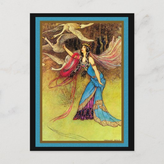 Fairy Queen en vogels Briefkaart (Voorkant)