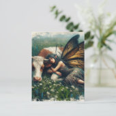 Fairy Queen slaapt op haar Koe Briefkaart (Staand voorkant)