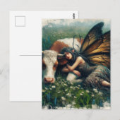Fairy Queen slaapt op haar Koe Briefkaart (Voorkant / Achterkant)