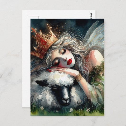 Fairy Queen slaapt op haar schaap Briefkaart (Voorkant / Achterkant)