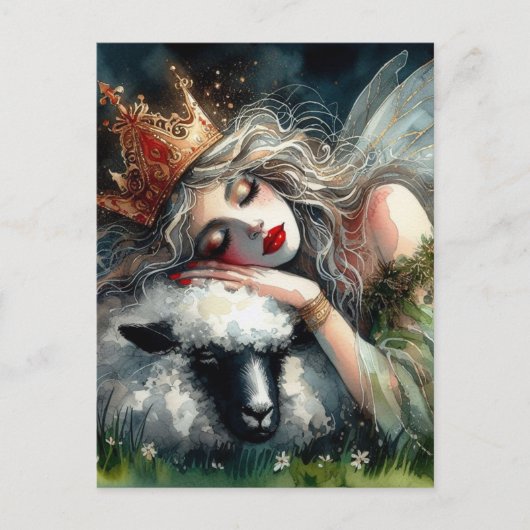 Fairy Queen slaapt op haar schaap Briefkaart (Voorkant)