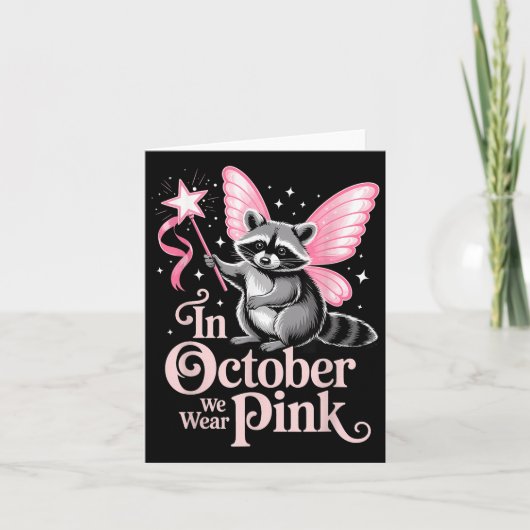 Fairy Raccoon In oktober Draag we roze borstkanker Kaart (Voorkant)