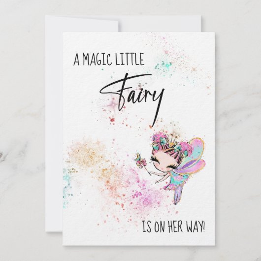 *~* Fairy Rainbow Dust Baby Girl Shower Invitation Kaart (Voorkant)